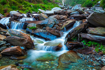 Image showing Tropical waterfall. Bhagsu, Himachal Pradesh, India