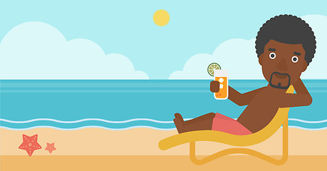 Image showing Man sitting in chaise longue vector illustration.