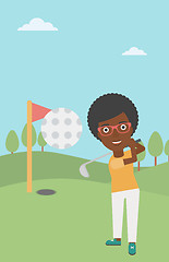 Image showing Golfer hitting the ball vector illustration.