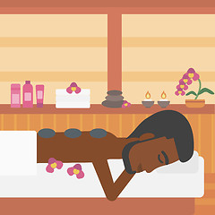 Image showing Man getting stone therapy vector illustration.