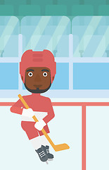 Image showing Ice hockey player with stick vector illustration.