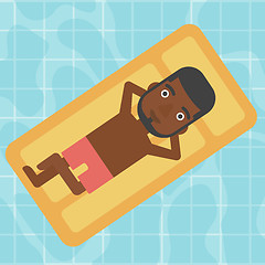 Image showing Man relaxing in swimming pool vector illustration.