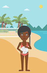 Image showing Beach volleyball player vector illustration.