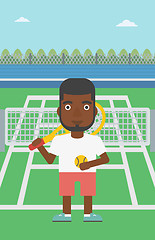 Image showing Male tennis player vector illustration.