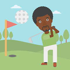 Image showing Golfer hitting the ball vector illustration.