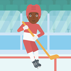 Image showing Ice hockey player with stick vector illustration.