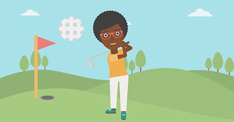 Image showing Golfer hitting the ball vector illustration.