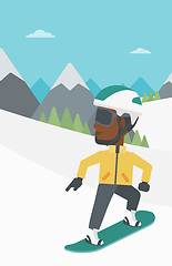 Image showing Young man snowboarding vector illustration.