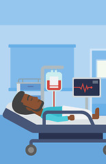 Image showing Man lying in hospital bed.