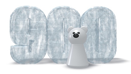 Image showing frozen number nine hundred and polar bear - 3d rendering