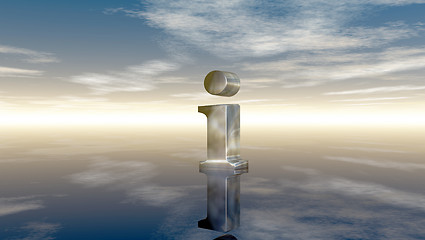 Image showing metal uppercase letter i under cloudy sky - 3d rendering