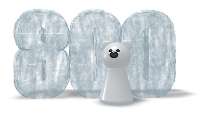 Image showing frozen number eight hundred and polar bear - 3d rendering