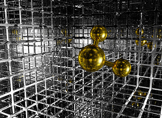 Image showing molecule in futuristic space - 3d rendering