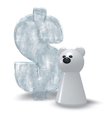 Image showing ice dollar symbol and white bear pawn - 3d rendering