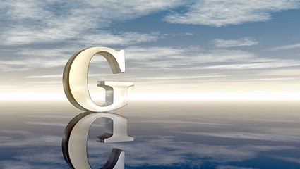 Image showing metal uppercase letter g under cloudy sky - 3d rendering