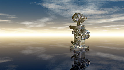 Image showing machine letter i under cloudy sky - 3d rendering