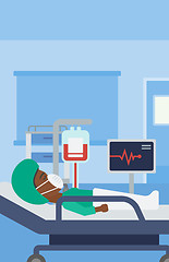 Image showing Woman lying in hospital bed.