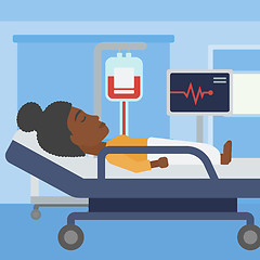 Image showing Woman lying in hospital bed.