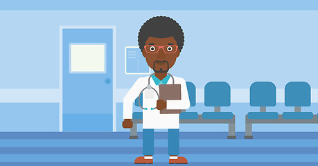 Image showing Doctor with file in medical office.