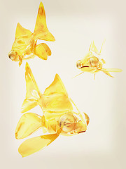 Image showing Gold fishes. 3D illustration. Vintage style.