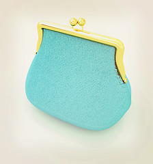 Image showing Leather purse. 3D illustration. Vintage style.