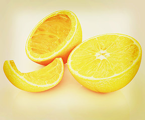 Image showing orange fruit. 3D illustration. Vintage style.