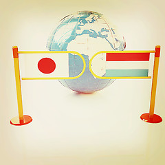 Image showing Three-dimensional image of the turnstile and flags of Japan and 