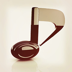 Image showing musical note 3D on white background . 3D illustration. Vintage s