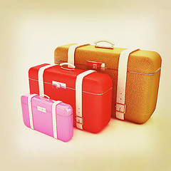 Image showing Traveler\'s suitcases. . 3D illustration. Vintage style.