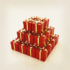 Image showing Bright christmas gifts. 3D illustration. Vintage style.