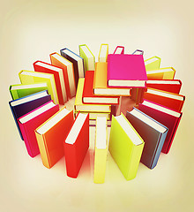 Image showing Colorful books . 3D illustration. Vintage style.