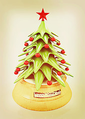 Image showing Christmas tree. 3D illustration. Vintage style.