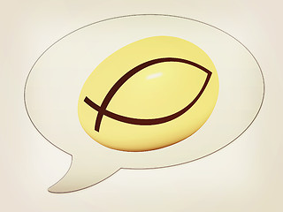 Image showing messenger window icon and Gold egg with a symbol of Christianity