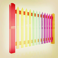 Image showing Colorfull glossy fence . 3D illustration. Vintage style.