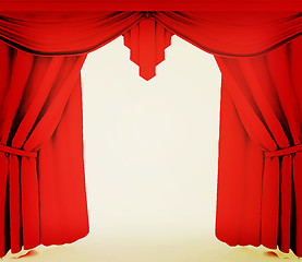 Image showing Red curtains. 3D illustration. Vintage style.