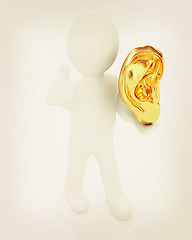 Image showing 3d man with ear gold 3d rende. 3D illustration. Vintage style.