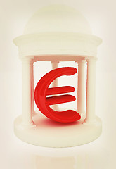 Image showing Euro sign in rotunda . 3D illustration. Vintage style.