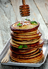 Image showing Pancakes with Honey Dipper 