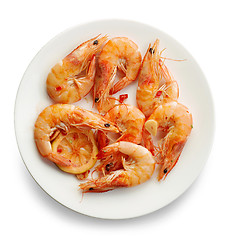 Image showing roasted prawns on white plate