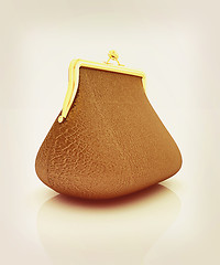 Image showing Leather purse. 3D illustration. Vintage style.