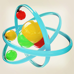 Image showing 3d illustration of a water molecule. 3D illustration. Vintage st