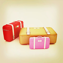 Image showing Traveler\'s suitcases. 3D illustration. Vintage style.