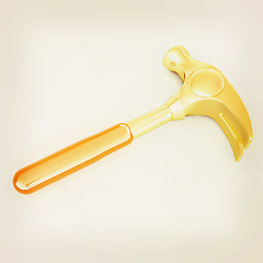 Image showing Hammer on white background . 3D illustration. Vintage style.