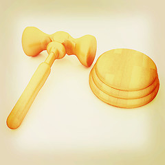 Image showing Wooden gavel isolated on white background. 3D illustration. Vint