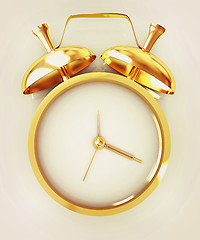 Image showing 3D illustration of gold alarm clock icon. 3D illustration. Vinta