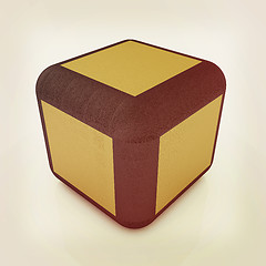 Image showing leather foot stool ottoman . 3D illustration. Vintage style.