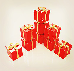 Image showing Bright christmas gifts. 3D illustration. Vintage style.