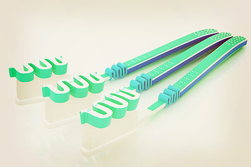 Image showing Toothbrushes. 3D illustration. Vintage style.