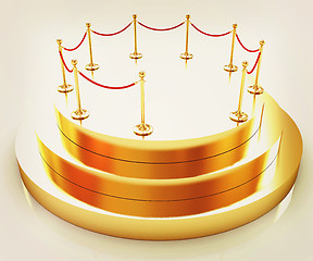 Image showing Gold podium 3d . 3D illustration. Vintage style.