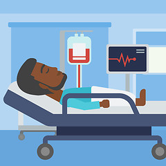 Image showing Man lying in hospital bed.